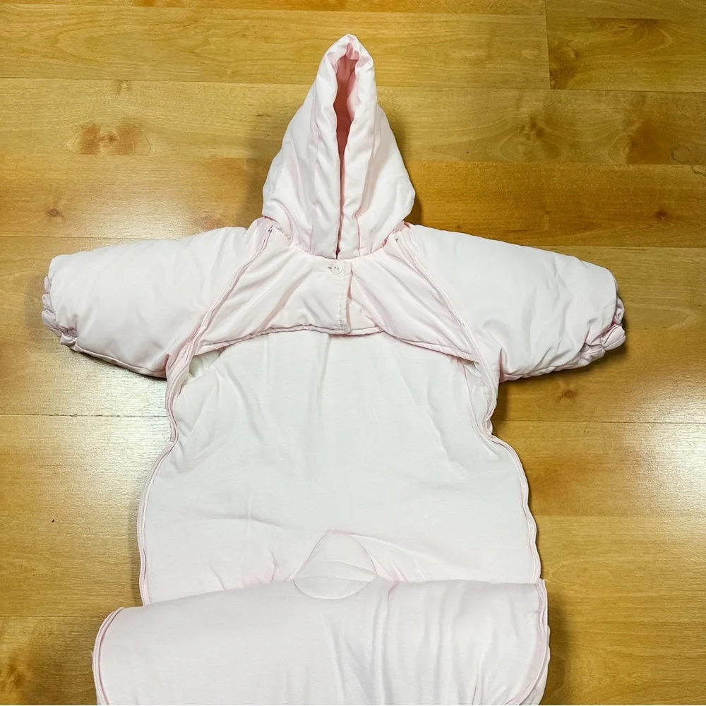 Absorba Light Pink Hooded Puffer Pram Bunting Snowsuit Baby Girl Size 3M